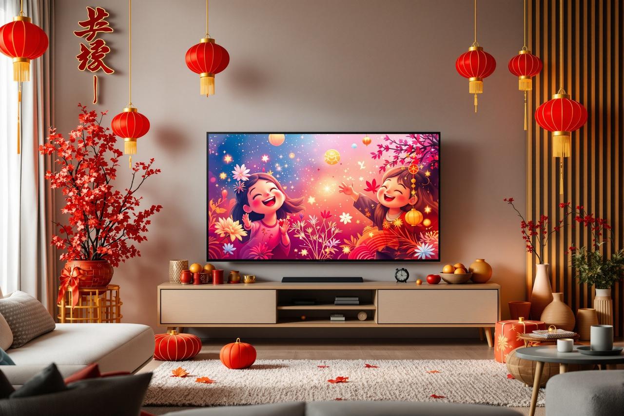 免费精品视频春节档家庭观影喜庆场景